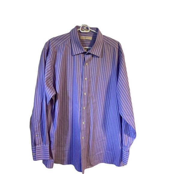 Michael Kors purple striped dress shirt long sleeve button down size XL 17.5 34/ - Picture 1 of 4